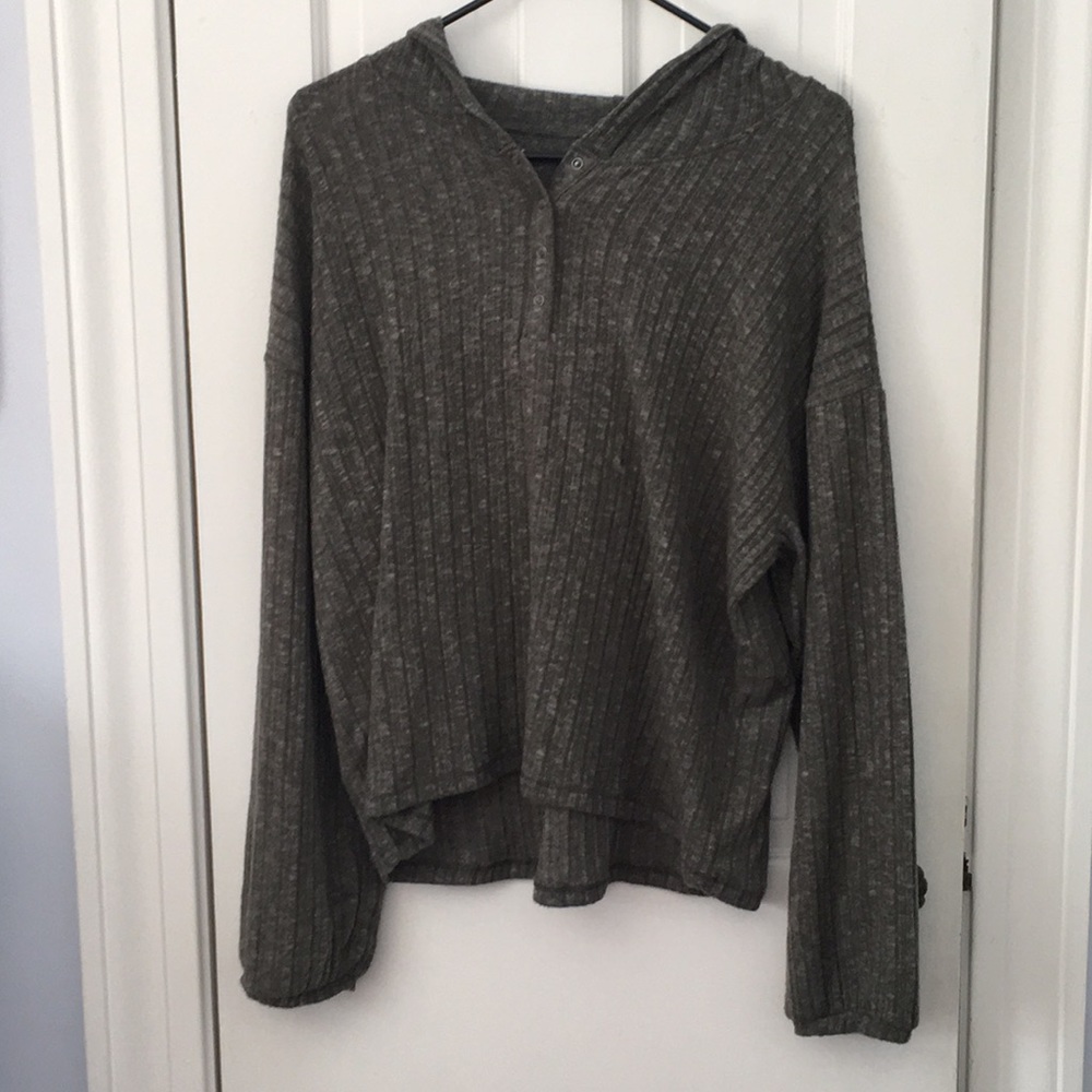 AE Plush Rib Henley Hoodie